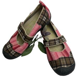KEEN Womens Harvest Fall Plaid MJ II Mary Janes II Red Brown 1007740 Sz 9.5